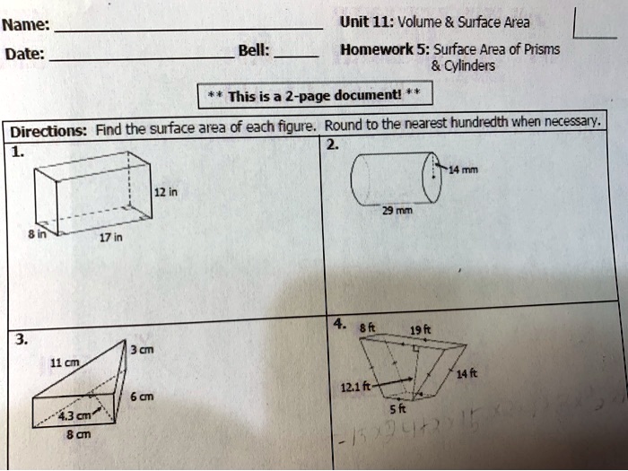 Math accelerated chapter 12 volume and surface area answer key